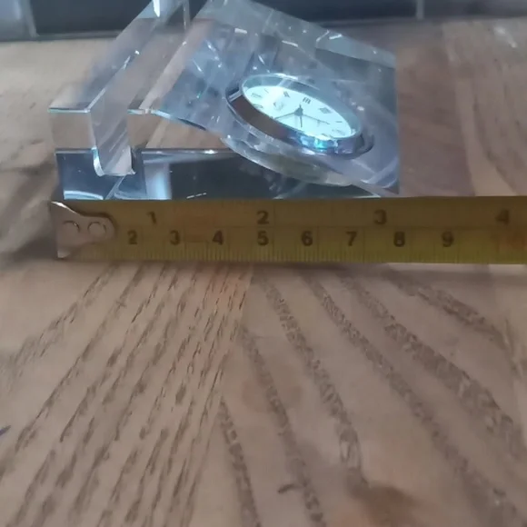 Badash CLEAR CUT CRYSTAL BUSINESS CARD HOLDER DESK ANALOG QUARTZ CLOCK - Picture 5 of 11